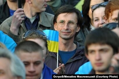 Jurij Schapovalov auf einer proukrainischen Aktion in Donezk